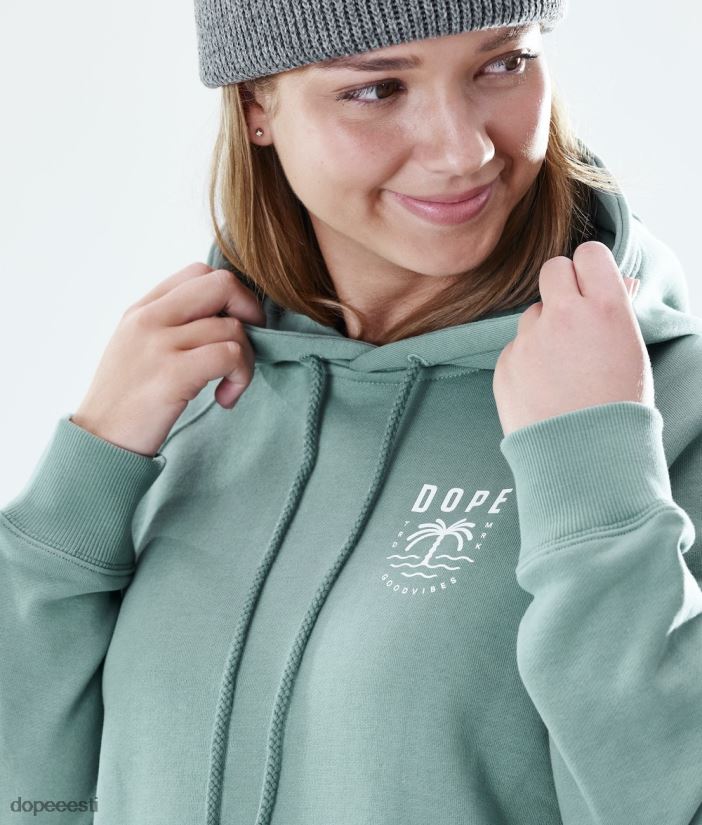 Dope Riided - naised tavaline kapuuts Dope palm pleekinud roheliseks B62VTF873