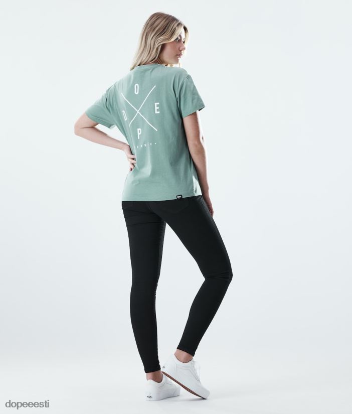 Dope Riided - naised tavaline t-särk Dope 2x üles pleekinud roheline B62VTF884