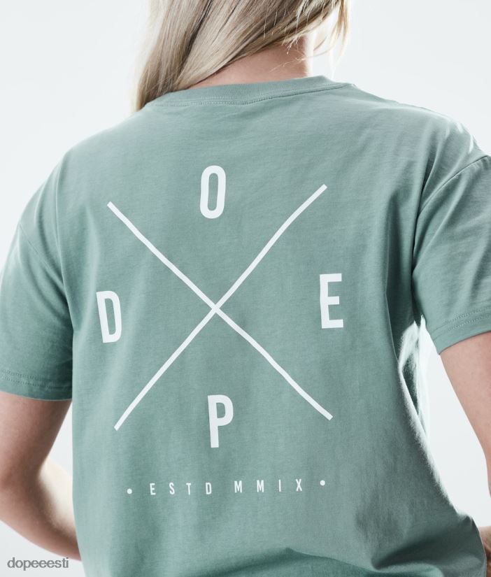 Dope Riided - naised tavaline t-särk Dope 2x üles pleekinud roheline B62VTF884