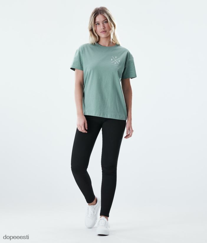 Dope Riided - naised tavaline t-särk Dope 2x üles pleekinud roheline B62VTF884